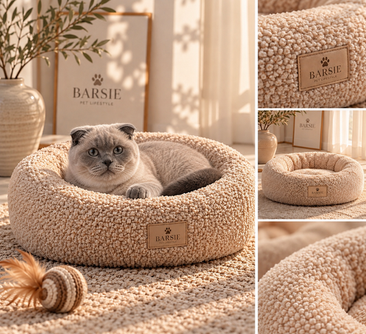 BARSIÉ Cozy Bouclé Cat Bed